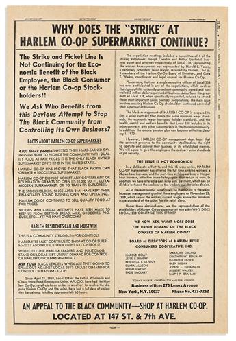 (BUSINESS.) Archive of stockholder material from the Harlem River Consumers Cooperative supermarket.